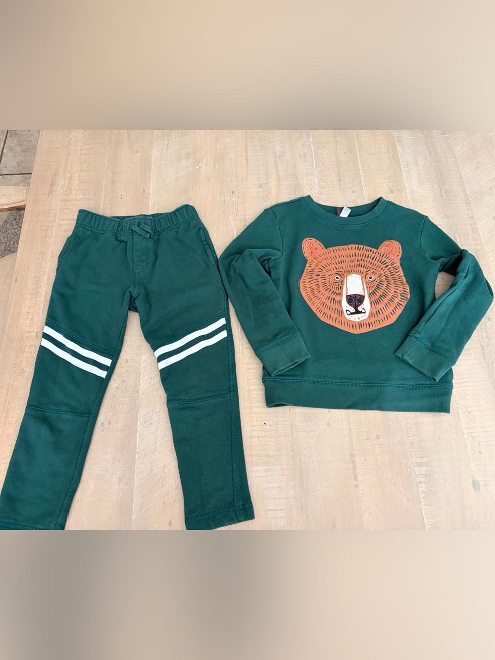 Kids Green Bear Sweatshirt & Jogger Set